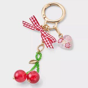 NWOT - A New Day Gingham Bow and Cherry Bag Charm
